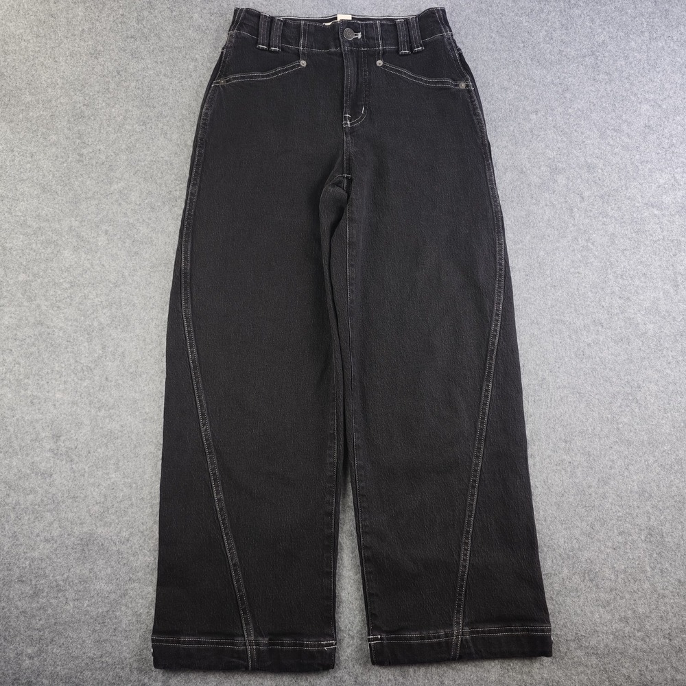 Madewell Perfect Vintage Wide Leg Jeans Women's 24p Petite Black Mid Rise Denim